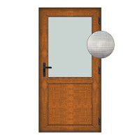 Usa Hamburg, PVC & termopan, 70x200cm, maro, stejar auriu, dreapta, Klass, 6cm, 4 camere, sticla mata krizet alb - 1