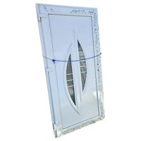 Usa, PVC & termopan, 100x200cm, alba, stanga, Kirchberger, 7cm, 6 camere, panel decorativ (rama profilului este sparta intr-un punct) - 1