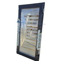 Usa, PVC & termopan, 100x200cm, antracit, dreapta, WDS, 7cm, 6 camere, sticla tripan, insertie inox (sticla din mijloc este fisurata) - 1