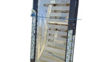 Usa, PVC & termopan, 100x200cm, antracit, dreapta, WDS, 7cm, 6 camere, sticla tripan, insertie inox (sticla din mijloc este fisurata)
