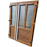 Usa, PVC & termopan, 140x200cm, maro, stejar auriu, dreapta, Kirchberger, 7cm, 6 camere, cu sticla mata si panel - 1