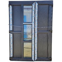 Usa, PVC & termopan, 150x210cm, antracit, stanga, Klass, 7cm, 6 camere, cu sticla mata si panel - 1