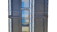 Usa, PVC & termopan, 150x210cm, antracit, stanga, Klass, 7cm, 6 camere, cu sticla mata si panel