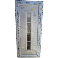 Usa, PVC & termopan, 90x200cm, alba, dreapta, Klass, 7cm, 6 camere, cu panel decorativ - 1