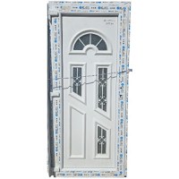 Usa, PVC & termopan, 90x200cm, alba, stanga, Klass, 7cm, 6 camere, cu panel decorativ - 1