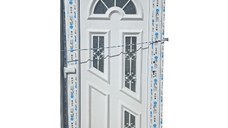 Usa, PVC & termopan, 90x200cm, alba, stanga, Klass, 7cm, 6 camere, cu panel decorativ