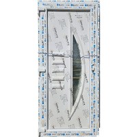 Usa, PVC & termopan, 90x200cm, alba, stanga, Klass, 7cm, 6 camere, cu panel decorativ - 1