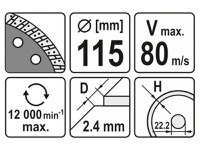 YATO Disc de tăiere diamantat 115 x 2,4 x 8,0 x 22,2 mm turbo - 3