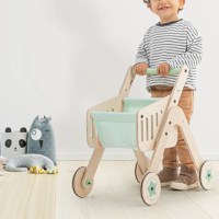 Antepremergator din lemn 2 in 1 MamaToyz cu cos de cumparaturi - 1