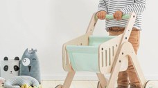 Antepremergator din lemn 2 in 1 MamaToyz cu cos de cumparaturi