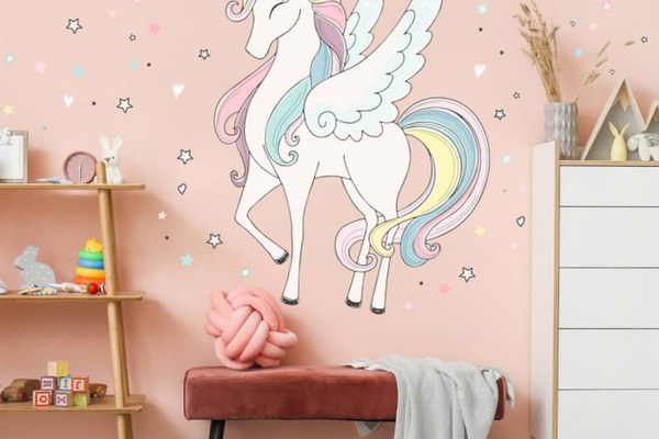Autocolant unicorn - autocolant textil colorat curcubeu, Diverse marimi