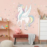 Autocolant unicorn - autocolant textil colorat curcubeu, Diverse marimi - 1