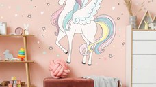 Autocolant unicorn - autocolant textil colorat curcubeu, Diverse marimi
