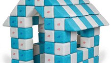 Blocuri JOY Magnetice de construit, JollyHeap, 150 cuburi, Alb Fildes-Bleu