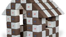 Blocuri JOY Magnetice de construit, JollyHeap, 150 cuburi, Alb Fildes-Maro