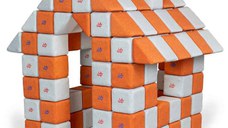 Blocuri JOY Magnetice de construit, JollyHeap, 150 cuburi, Alb Fildes-Portocaliu