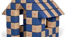 Blocuri JOY Magnetice de construit, JollyHeap, 150 cuburi, Bej-Albastru