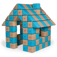 Blocuri JOY Magnetice de construit, JollyHeap, 150 cuburi, Bej-Bleu - 1