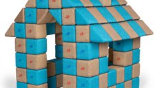Blocuri JOY Magnetice de construit, JollyHeap, 150 cuburi, Bej-Bleu