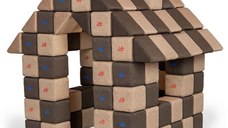 Blocuri JOY Magnetice de construit, JollyHeap, 150 cuburi, Bej-Maro