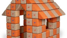 Blocuri JOY Magnetice de construit, JollyHeap, 150 cuburi, Bej-Portocaliu