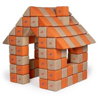 Blocuri JOY Magnetice de construit, JollyHeap, 150 cuburi, Bej-Portocaliu - 1