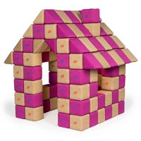 Blocuri JOY Magnetice de construit, JollyHeap, 150 cuburi, Bej-Roz - 1
