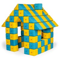 Blocuri JOY Magnetice de construit, JollyHeap, 150 cuburi, Galben-Bleu - 1