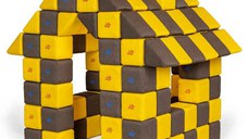 Blocuri JOY Magnetice de construit, JollyHeap, 150 cuburi, Galben-Maro