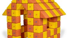 Blocuri JOY Magnetice de construit, JollyHeap, 150 cuburi, Galben-Portocaliu