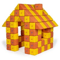 Blocuri JOY Magnetice de construit, JollyHeap, 150 cuburi, Galben-Portocaliu - 1