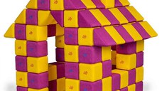 Blocuri JOY Magnetice de construit, JollyHeap, 150 cuburi, Galben-Roz