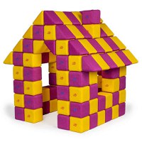 Blocuri JOY Magnetice de construit, JollyHeap, 150 cuburi, Galben-Roz - 1