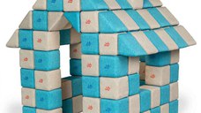 Blocuri JOY Magnetice de construit, JollyHeap, 150 cuburi, Gri-Bleu