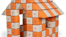 Blocuri JOY Magnetice de construit, JollyHeap, 150 cuburi, Gri-Portocaliu
