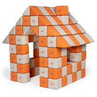Blocuri JOY Magnetice de construit, JollyHeap, 150 cuburi, Gri-Portocaliu - 1