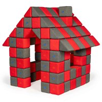Blocuri JOY Magnetice de construit, JollyHeap, 150 cuburi, Rosu-Gri Inchis - 1