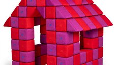Blocuri JOY Magnetice de construit, JollyHeap, 150 cuburi, Rosu-Roz