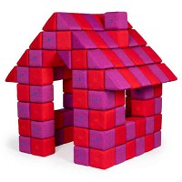 Blocuri JOY Magnetice de construit, JollyHeap, 150 cuburi, Rosu-Roz - 1