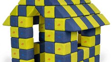 Blocuri JOY Magnetice de construit, JollyHeap, 150 cuburi, Verde-Albastru