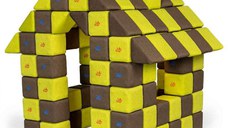 Blocuri JOY Magnetice de construit, JollyHeap, 150 cuburi, Verde-Maro