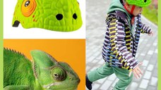 Casca bicicleta copii, dimensiune reglabila 49-55 cm, 2-7 ani, Chameleon Verde