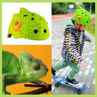 Casca bicicleta copii, dimensiune reglabila 49-55 cm, 2-7 ani, Chameleon Verde - 1