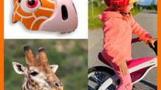 Casca bicicleta copii, model 3D, dimensiune reglabila 49-55 cm, 2-7 ani, Giraffe Maro