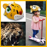 Casca bicicleta copii, model 3D, dimensiune reglabila 49-55 cm, 2-7 ani, Leopard Galben - 1
