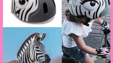 Casca bicicleta copii, model 3D, dimensiune reglabila 49-55 cm, 2-7 ani, Zebra Negru-Alb