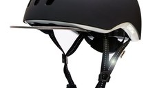 Casca sport de protectie pentru ciclism, curele reflectorizante si lumina LED, dimensiune reglabila 53-59 cm, model Metro, Negru