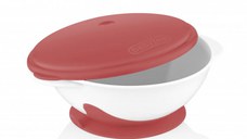 Castron cu ventuza si capac BabyJem, Roz