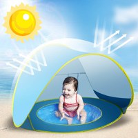 Cort de plaja, Empria, cu protectie UV pentru bebelusi si copii, cu piscina, vacanta vara, 117x79x70 cm - 1