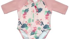 Costume de Baie Inot pentru bebelusi si copii, Protectie Soare UPF50+, Floral Pink, Marimea 4